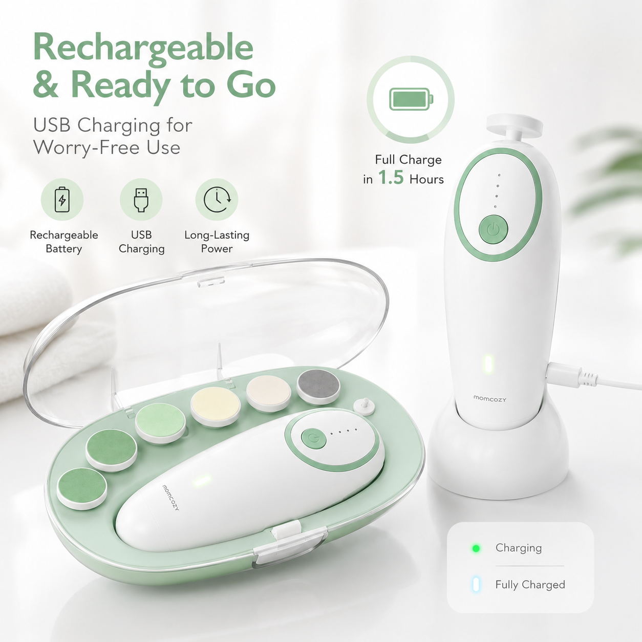 Gentle Baby Nail Trimmer Safe Nail Care for Newborns & Toddler Electric Rechargeable