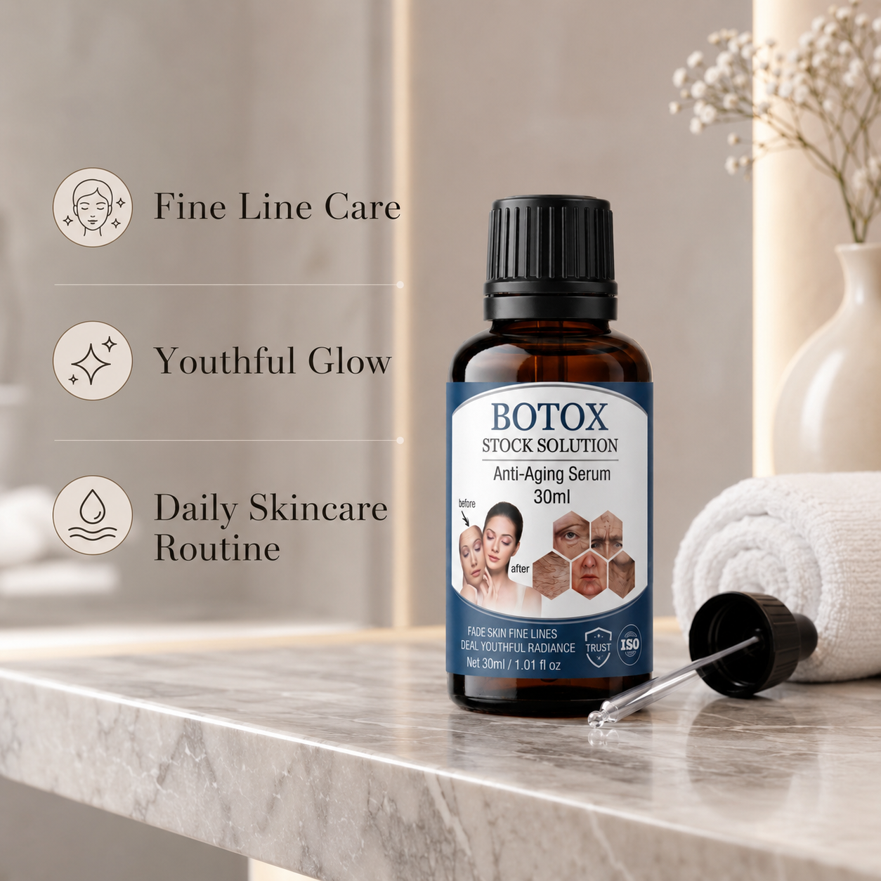 Botox Stock Solution Anti-Aging Anti-Wrinkle Serum | Fine Line & Youthful Glow Care – 30ml (Buy 1 Get 1 FREE)