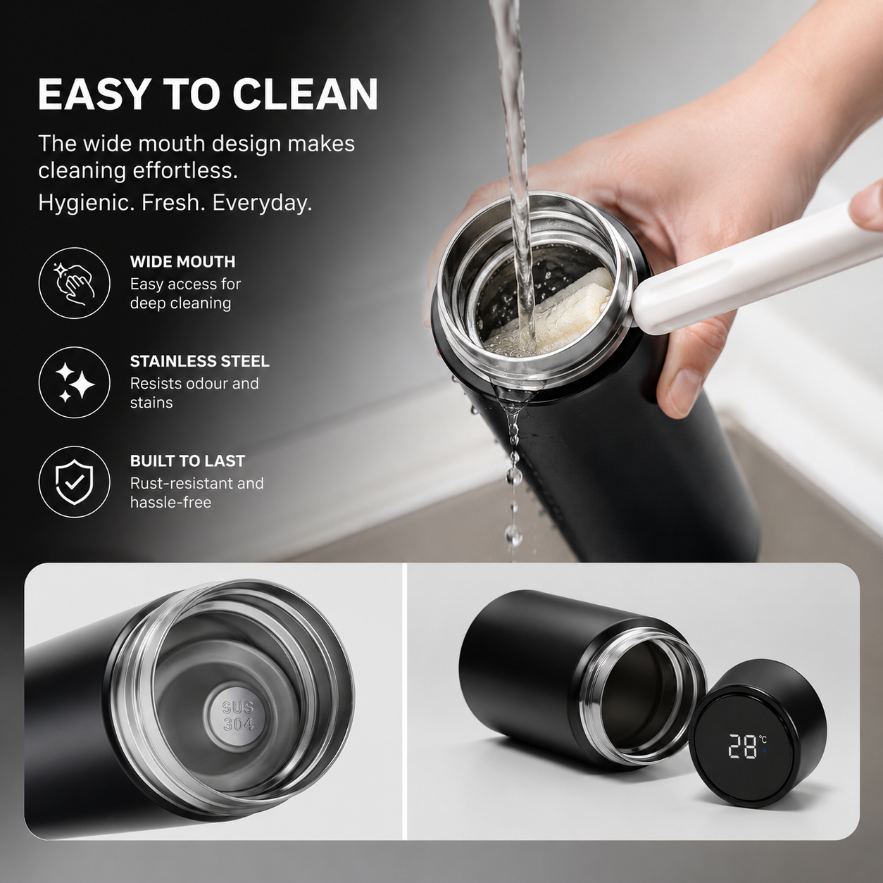 Temperature Water Bottle | Smart Vacuum Insulated Thermos Water Bottle ( Pack Of 1 )