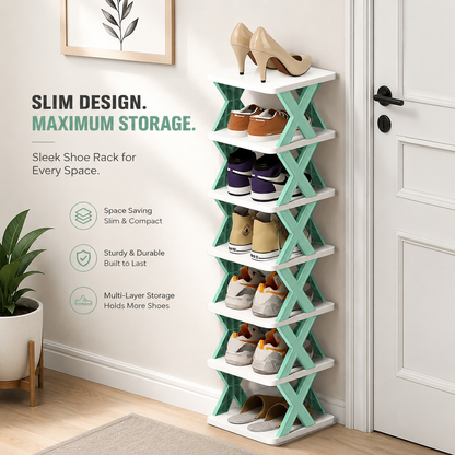 4 Layer Stylish Shoe Storage Organizer Multi-Purpose Stackable Shoe Rack Adjustable Slots