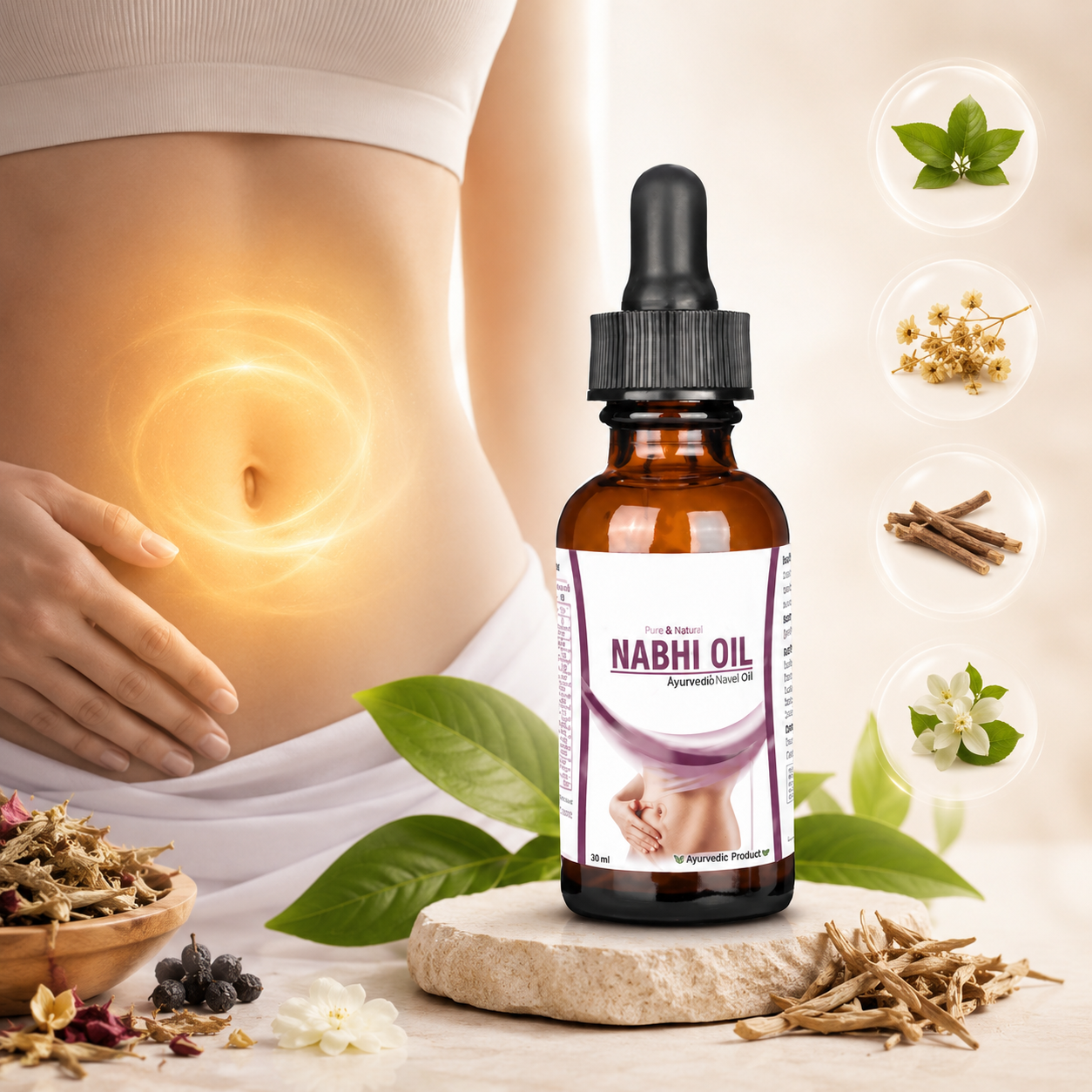 Herbal Nabhi Oil for Daily Belly Button Care | Ayurvedic Wellness Drops – Pack of 1