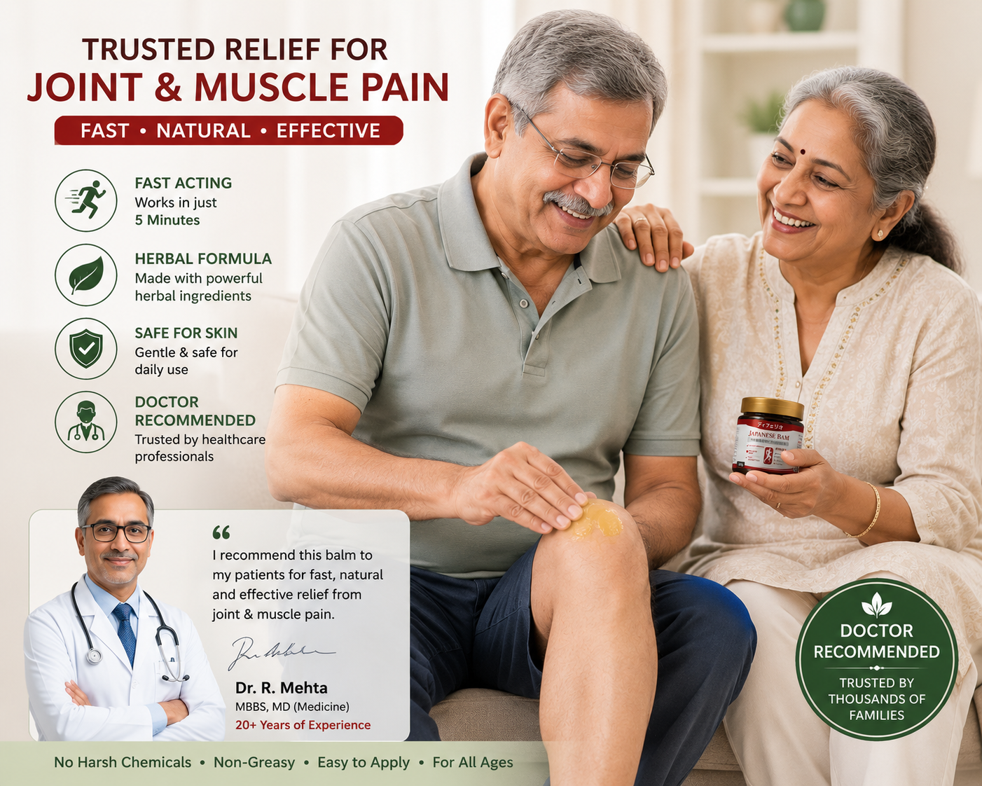 Japanese Pain Relief Balm – Fast-Absorbing Massage Gel for Joint, Back & Muscle Pain | Special Launch Offer(Pack of 2)