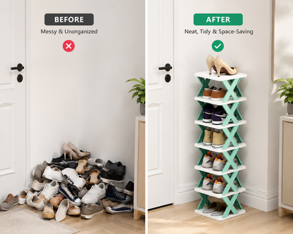 4 Layer Stylish Shoe Storage Organizer Multi-Purpose Stackable Shoe Rack Adjustable Slots