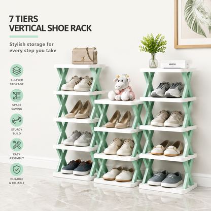 4 Layer Stylish Shoe Storage Organizer Multi-Purpose Stackable Shoe Rack Adjustable Slots