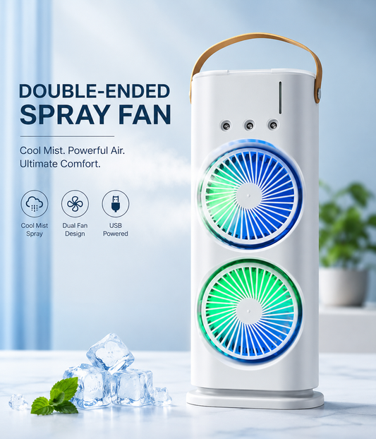 Portable Fan Double Ended Spray Fan Desk Fan with Cooler USB Rechargeable Mini Desktop Table Cooling Fan