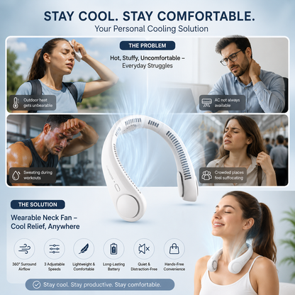 Portable Neck Fan, Hands Free Bladeless Fan