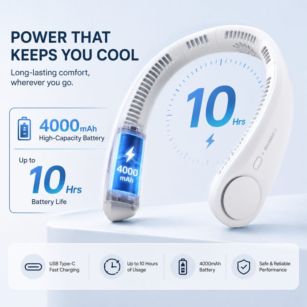Portable Neck Fan, Hands Free Bladeless Fan