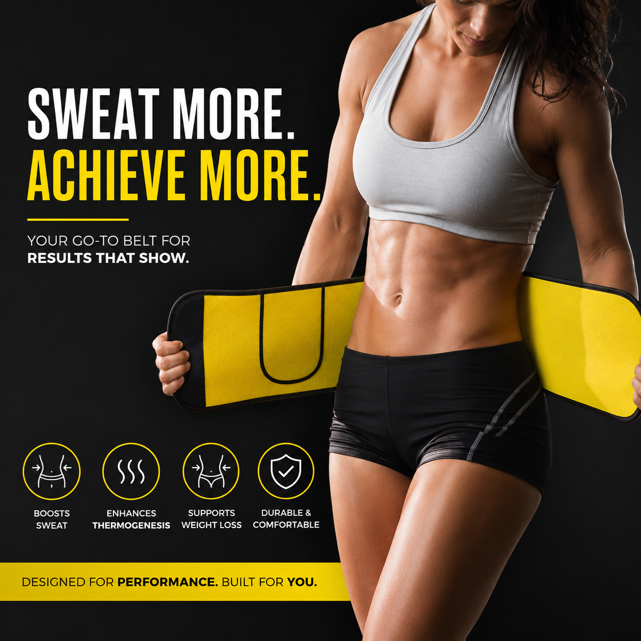 Sweat Belt, Abdominal Belt for Men and Women Non-Tearable, Sauna Belt Waist Trainer