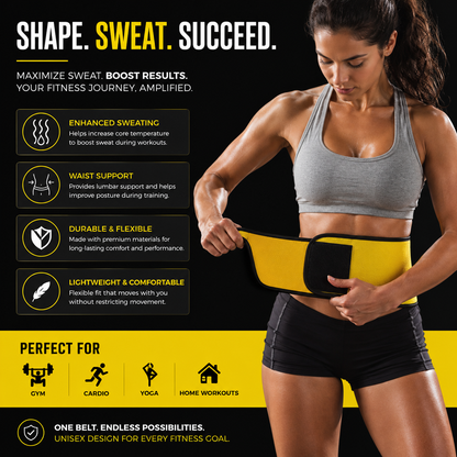 Sweat Belt, Abdominal Belt for Men and Women Non-Tearable, Sauna Belt Waist Trainer