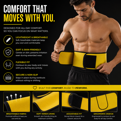 Sweat Belt, Abdominal Belt for Men and Women Non-Tearable, Sauna Belt Waist Trainer
