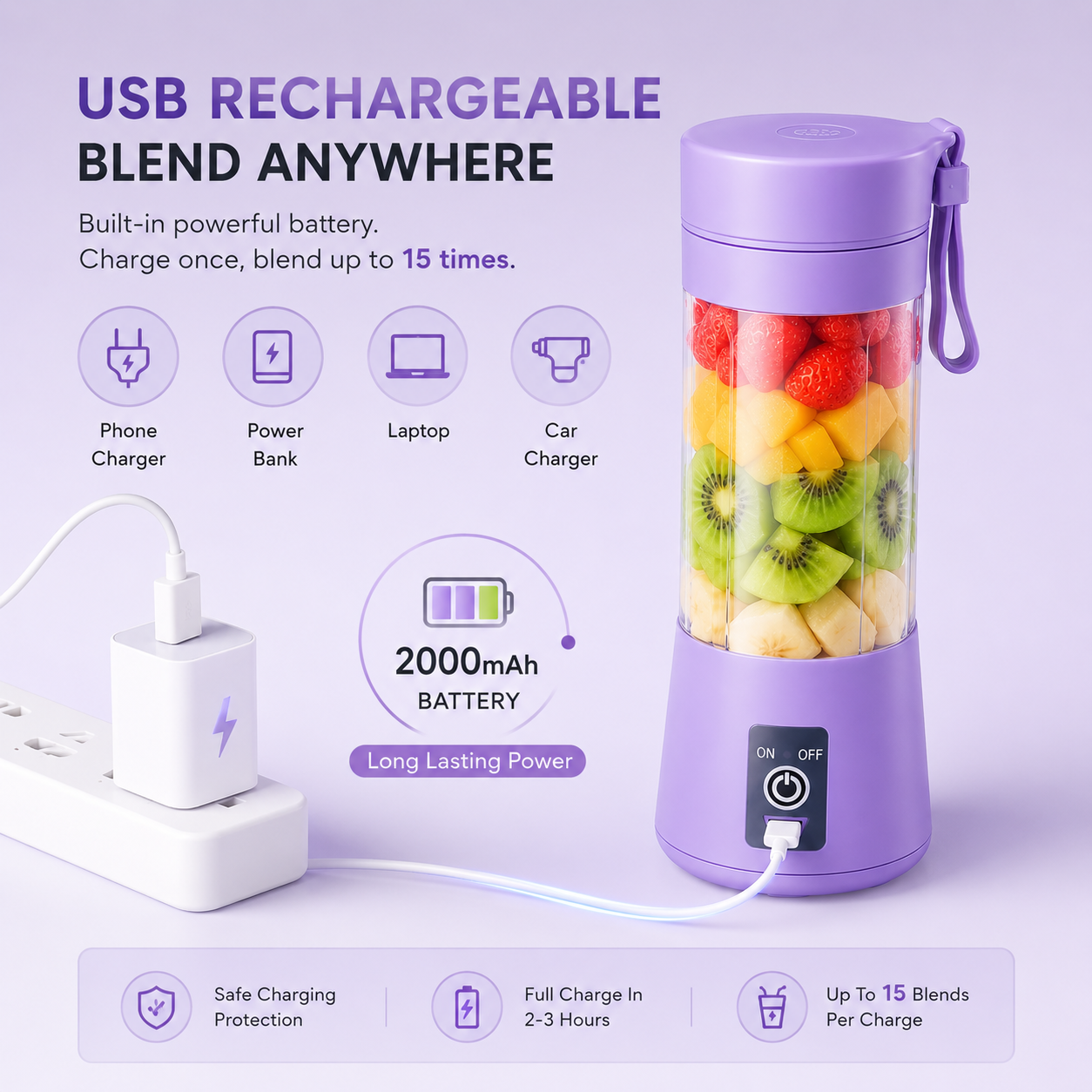 USB rechargeable mini juicer blender